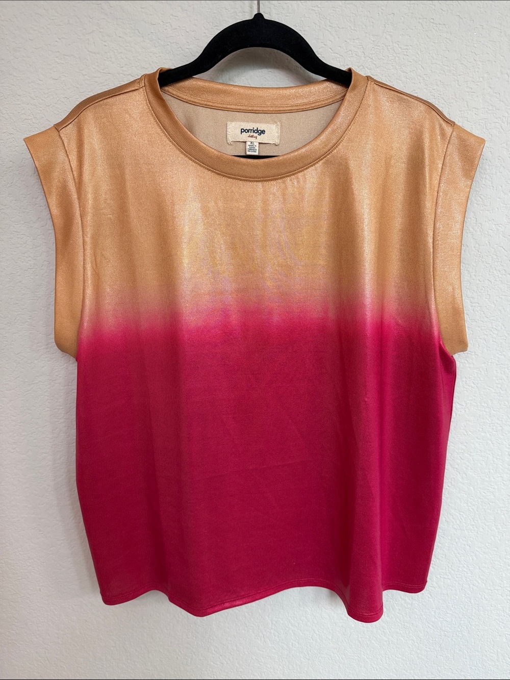 Anthropologie Gold-to-Fuchsia Shimmer Ombre Sleeveless Tank